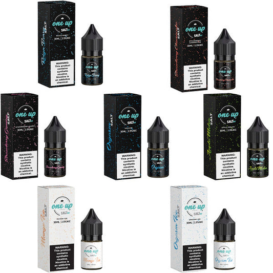 One Up TFN Salt Series E-Liquid | 30mL  | Salt Nic | Group Photo with packaging