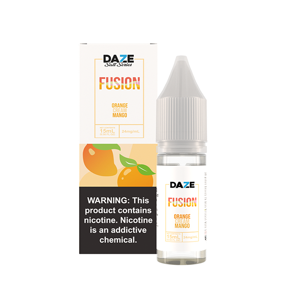 7Daze Fusion Salt Series E-Liquid | 15mL | (Salt Nic) | 24mg | Orange Cream Mango with packaging