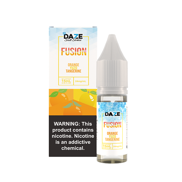 7Daze Fusion Salt Series E-Liquid | 15mL | (Salt Nic) | 24mg | Orange Yuzu Tangerine Iced with packaging