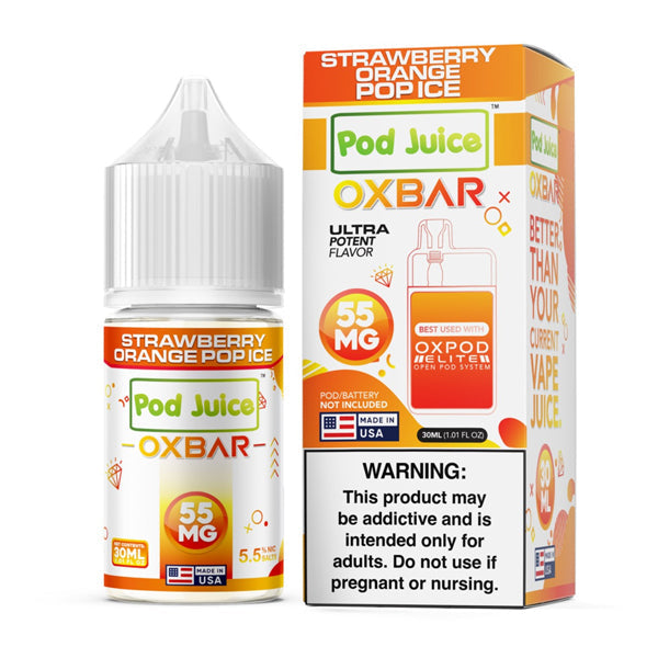 Strawberry Orange Pop Ice by Oxbar 30mL Pod Juice Edition (Salt Nic) | 35Mg with packaging