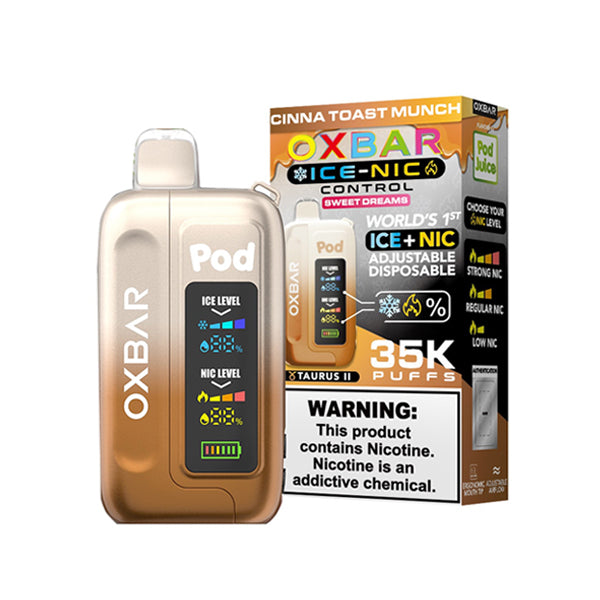 Oxbar Ice-Nic Control Pod Juice Edition Disposable | 35000 Puffs | 14mL | 50mg | MOQ 5 | Cinna Toast Munch with Packaging