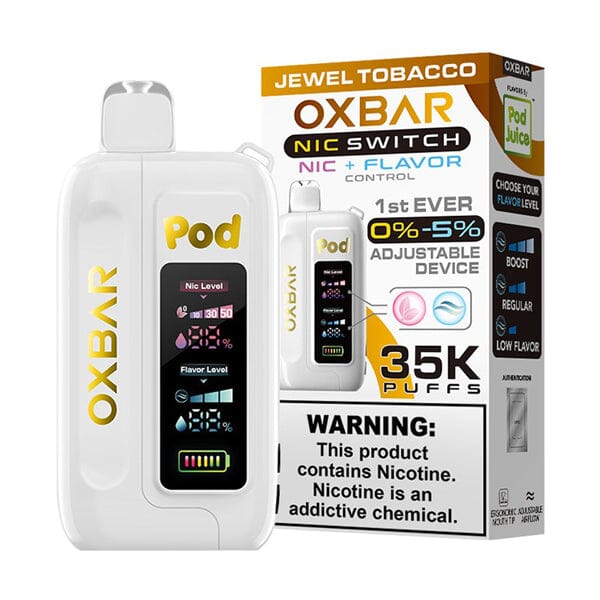 Oxbar Nic-Switch Pod Juice Edition Disposable | 35000 Puffs | 14mL | 00mg-50mg | MOQ 5 | Jewel Tobacco with Packaging