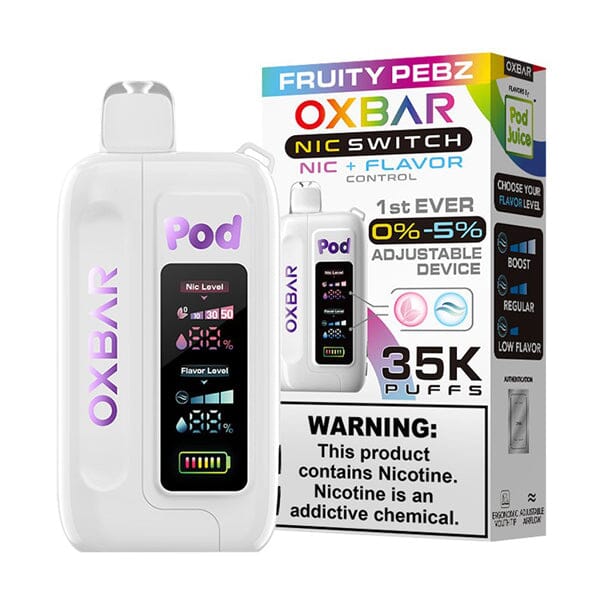 Oxbar Nic-Switch Pod Juice Edition Disposable | 35000 Puffs | 14mL | 00mg-50mg | MOQ 5 | Fruity Pebz with Packaging