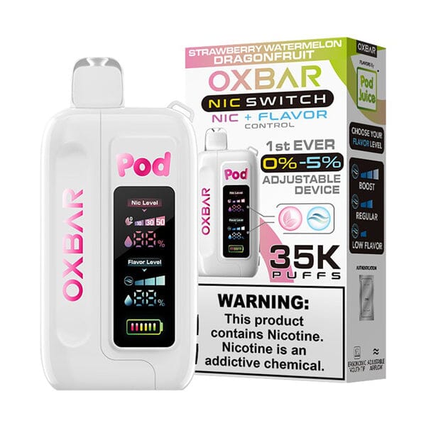 Oxbar Nic-Switch Pod Juice Edition Disposable | 35000 Puffs | 14mL | 00mg-50mg | MOQ 5 | Strawberry Watermelon Dragonfruit with Packaging