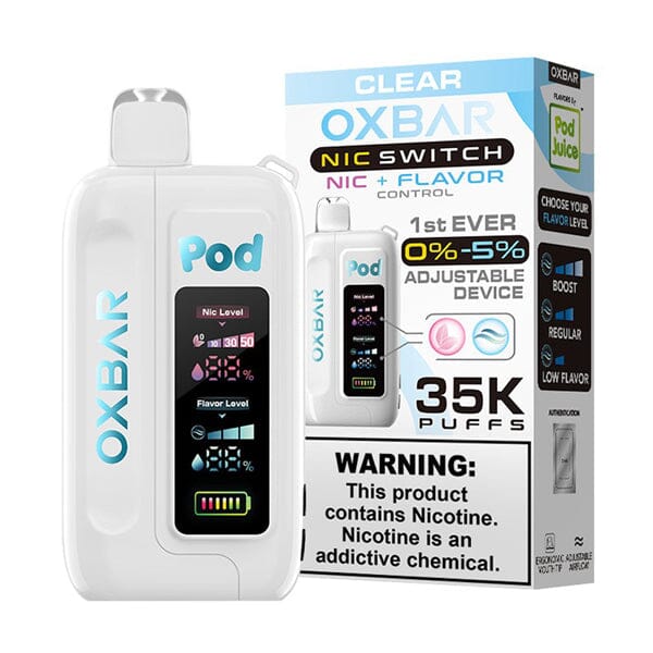 Oxbar Nic-Switch Pod Juice Edition Disposable | 35000 Puffs | 14mL | 00mg-50mg | MOQ 5 | Clear with Packaging