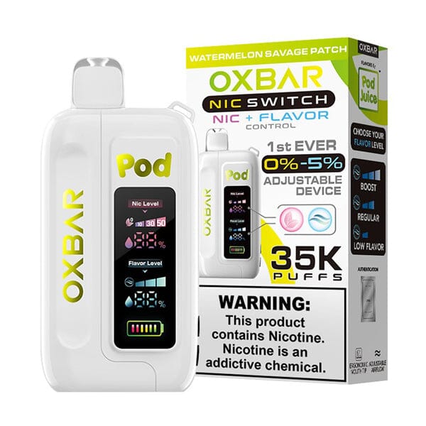 Oxbar Nic-Switch Pod Juice Edition Disposable | 35000 Puffs | 14mL | 00mg-50mg | MOQ 5 | Watermelon Savage Patch with Packaging
