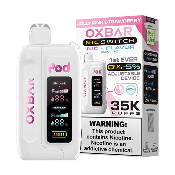 Oxbar Nic-Switch Pod Juice Edition Disposable | 35000 Puffs | 14mL | 00mg-50mg | MOQ 5 | Jolly Pink Strawberry with Packaging