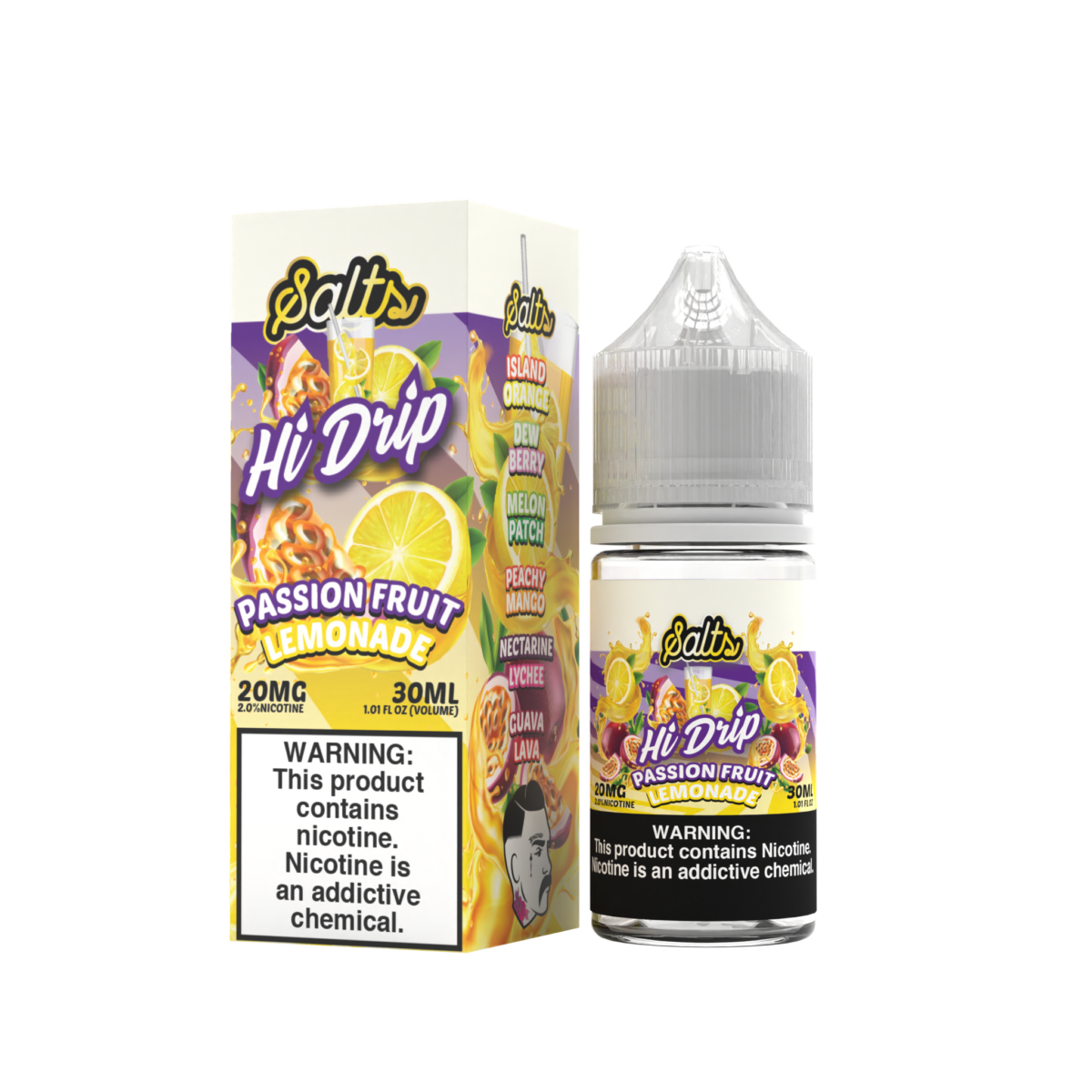 Hi-Drip Salt Series E-Liquid | 30mL | 20mg | (Salt Nic) | Passion Fruit Lemonade with packaging