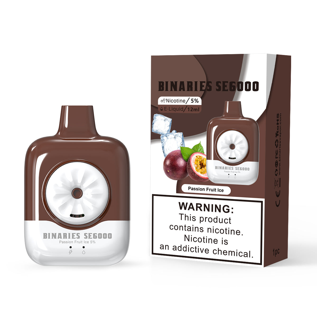 HorizonTech Binaries Cabin Disposable SE | 6000 Puffs | 12mL | 50mg | MOQ 10 | Passion Fruit Ice with Packaging