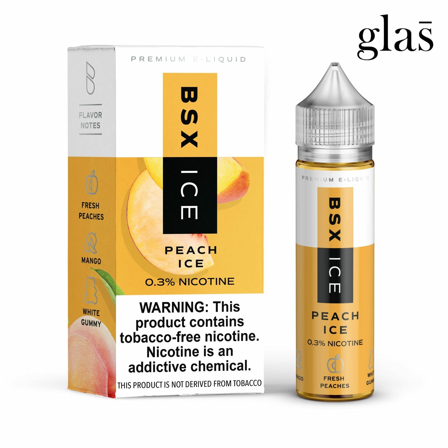 GLAS BSX TFN Series E-Liquid | 0mg | 60mL | (Freebase) | Peach Ice with Packaging