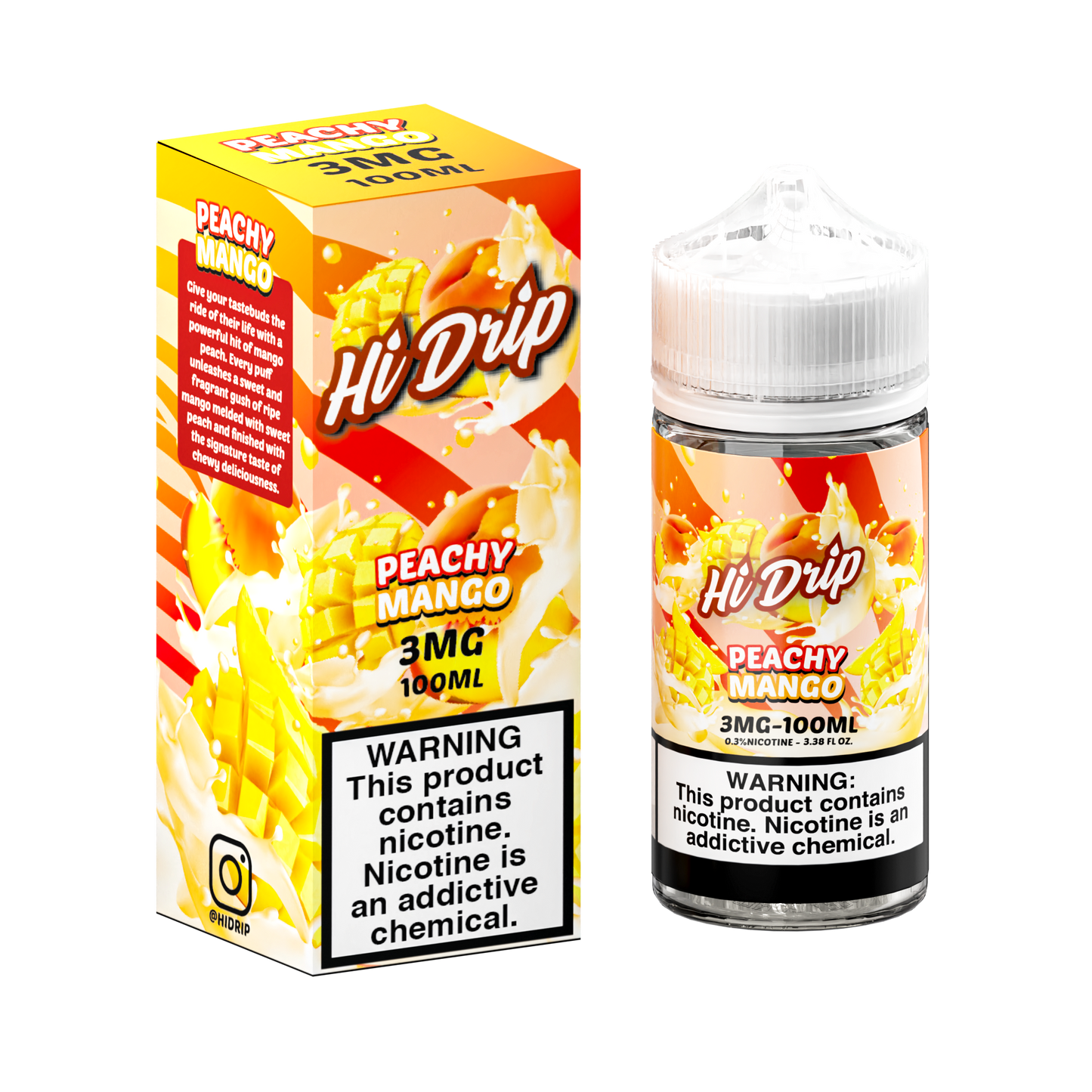 Hi-Drip Series E-Liquid | 100mL |(Freebase) | 3mg | Peachy Mango with packaging