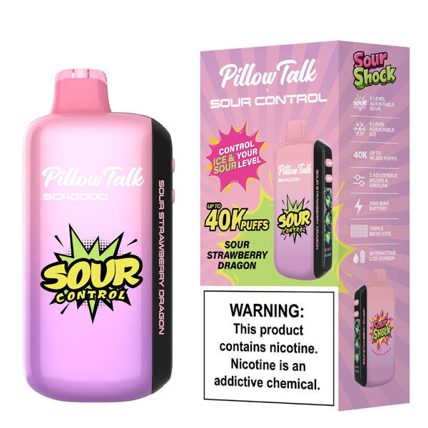 Pillow Talk SC40000 (Dispo) (40000Puff)(20mL) • MOQ 5 | Sour Strawberry Dragon with packaging