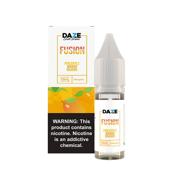 7Daze Fusion Salt Series E-Liquid | 15mL | (Salt Nic) | 24mg | Pineapple Mango Orange with packaging