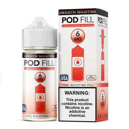 Pod Fill Unflavored Nicotine Base (Freebase) 70mL | 6mg with packaging