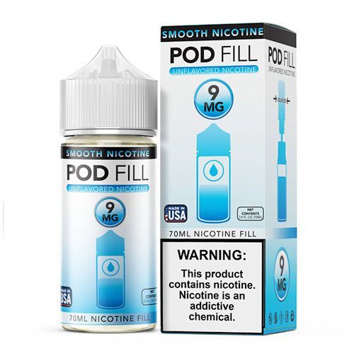 Pod Fill Unflavored Nicotine Base (Freebase) 70mL | 9mg with packaging