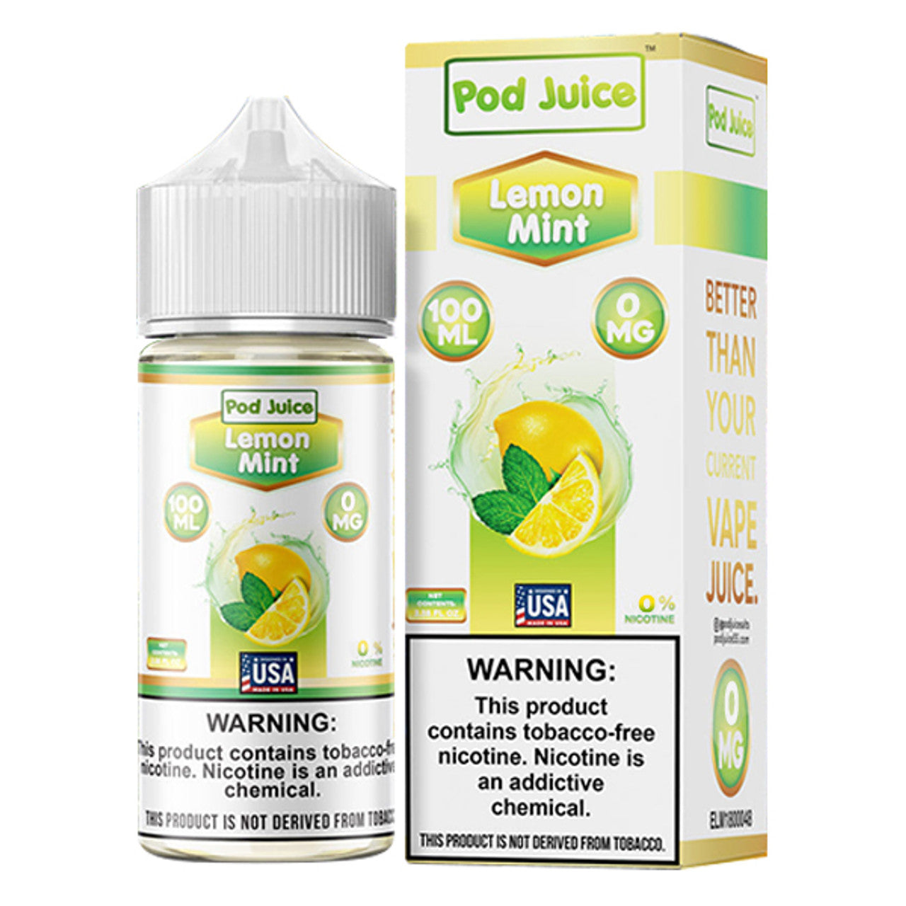 Pod Juice TFN Hyde Series E-Liquid | 100mL | 0mg | (Freebase) | Lemon Mint  with Packaging