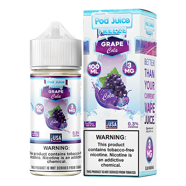 Pod Juice Series E-Liquid | 100mL | Freebase | 3mg | Grape Cola Freeze with Packaging