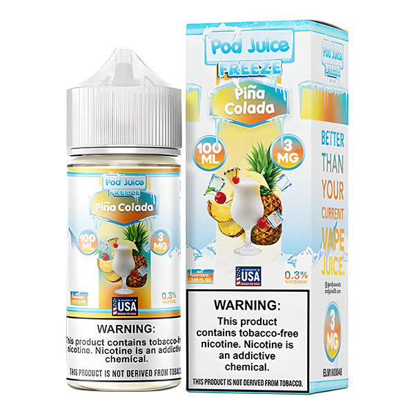 Pod Juice Series E-Liquid | 100mL | Freebase | 3mg | Pina Colada Freeze with Packaging