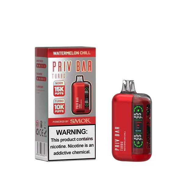 Priv Bar Turbo Disposable 15000 Puffs 16mL 50mg MOQ 5 | Watermelon Chill with Packaging