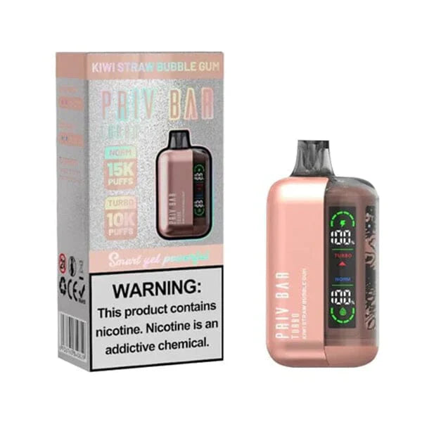 Priv Bar Turbo Disposable 15000 Puffs 16mL 50mg MOQ 5 | Kiwi Straw Bubblegum with Packaging