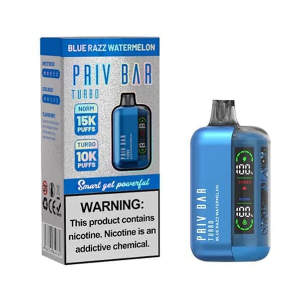 Priv Bar Turbo Disposable 15000 Puffs 16mL 50mg MOQ 5 | Blue Razz Watermelon with Packaging