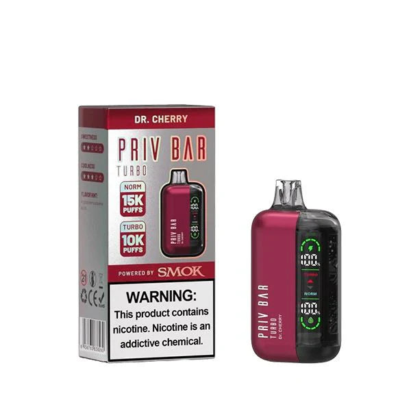 Priv Bar Turbo Disposable 15000 Puffs 16mL 50mg MOQ 5 | Dr. Cherry with Packaging