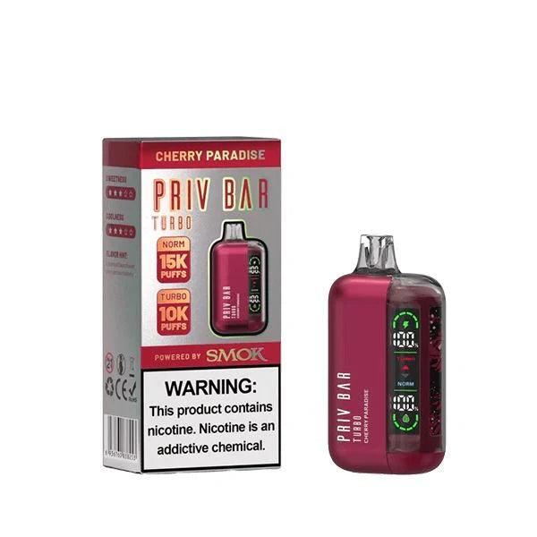 Priv Bar Turbo Disposable 15000 Puffs 16mL 50mg MOQ 5 | Cherry Paradise with Packaging