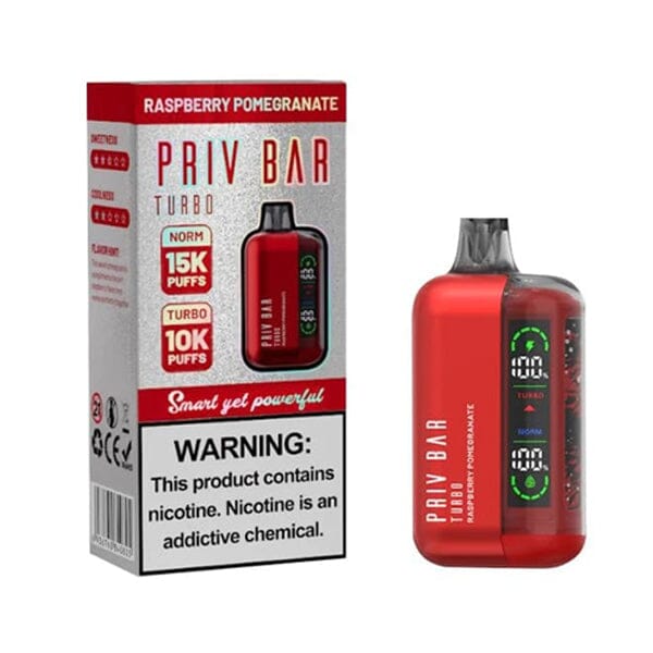 Priv Bar Turbo Disposable 15000 Puffs 16mL 50mg MOQ 5 | Raspberry Pomegranate with Packaging