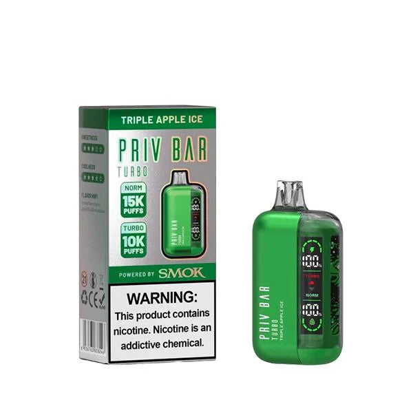Priv Bar Turbo Disposable 15000 Puffs 16mL 50mg MOQ 5 | Triple Apple Ice with Packaging