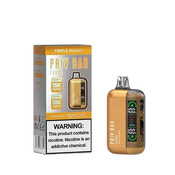 Priv Bar Turbo Disposable 15000 Puffs 16mL 50mg MOQ 5 | Triple Mango with Packaging