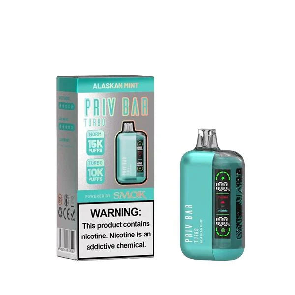 Priv Bar Turbo Disposable 15000 Puffs 16mL 50mg MOQ 5 | Alaskan mint with Packaging