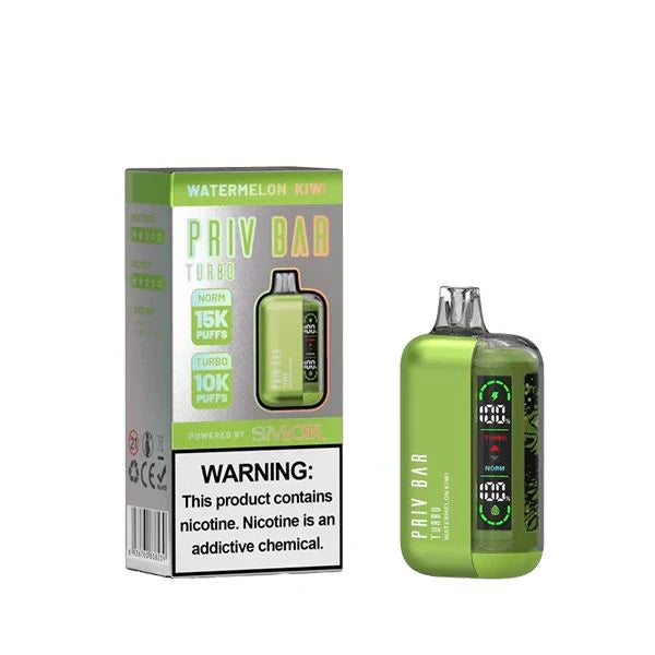 Priv Bar Turbo Disposable 15000 Puffs 16mL 50mg MOQ 5 | Watermelon Kiwi with Packaging