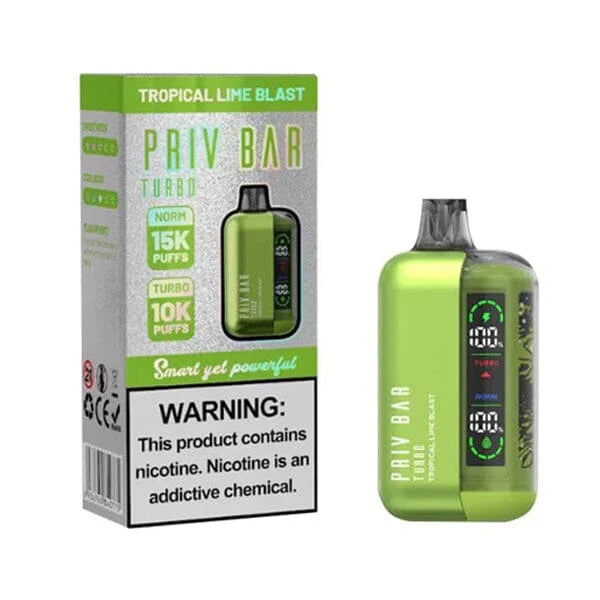 Priv Bar Turbo Disposable 15000 Puffs 16mL 50mg MOQ 5 | Tropical Lime Blast with Packaging
