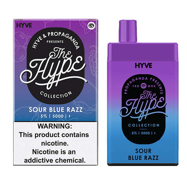 Hype Disposable 5000 Puffs 12mL 50mg | MOQ 5pc | Sour Blue Razz with Packaging
