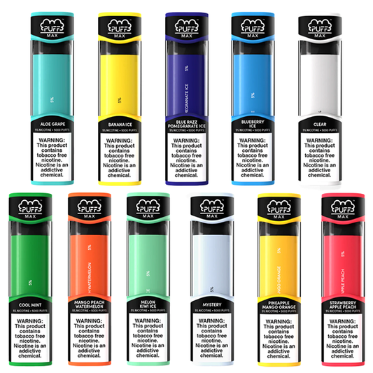 Puff Max Disposable 5000 Puffs 11mL 50mg | MOQ 10 | Group Photo with Packaging
