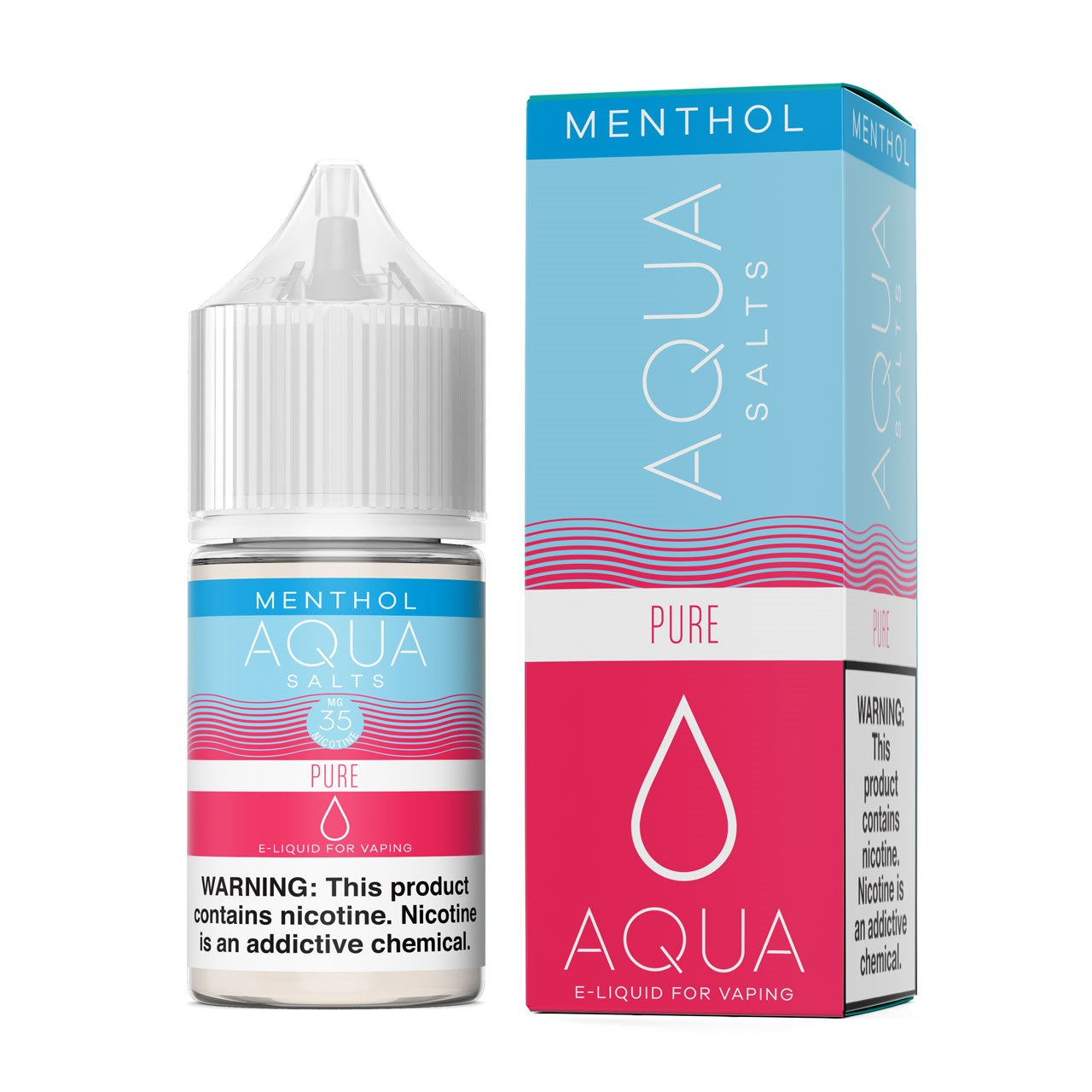 Aqua Salt Series E-Liquid | 30mL | (Salt Nic) | Pure Menthol with packaging