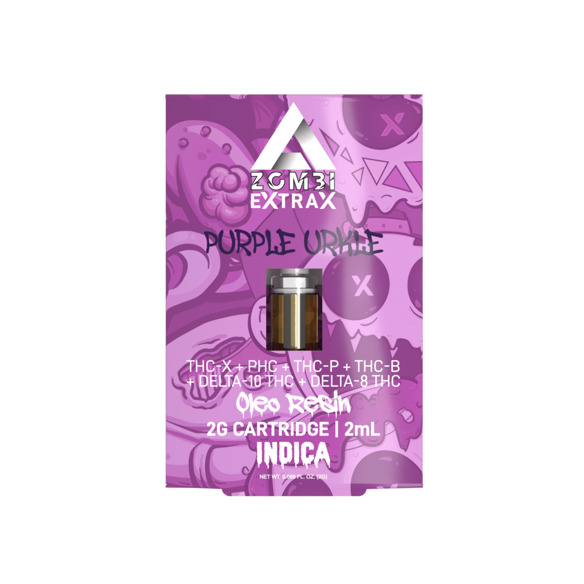 Zombi Extrax Oleo Resin THCX + PHC + THCP + THC-B + D10 + D8 Cartridge (2g) | Purple Urkle with Packaging