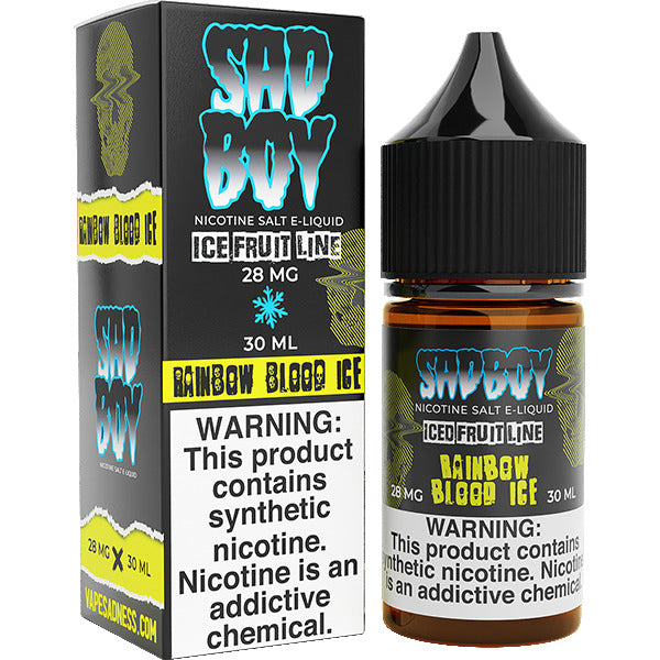 Sadboy Salt Series E-Liquid | 30mL (Salt Nic) | 28mg | Rainbow Blood Ice with packaging