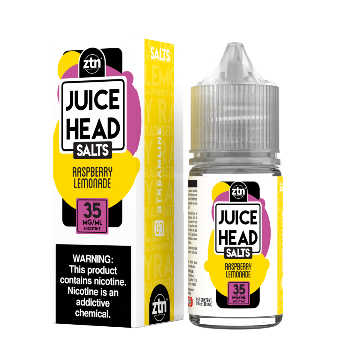Juice Head Salt Series E-Liquid | 30mL | 35mg | Salt Nic | Raspberry Lemonade with packaging