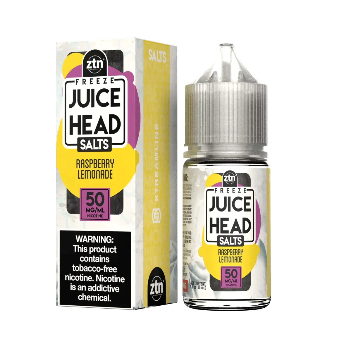 Juice Head Salt Series E-Liquid | 30mL | 50mg | Salt Nic | Raspberry Lemonade Freeze with packaging