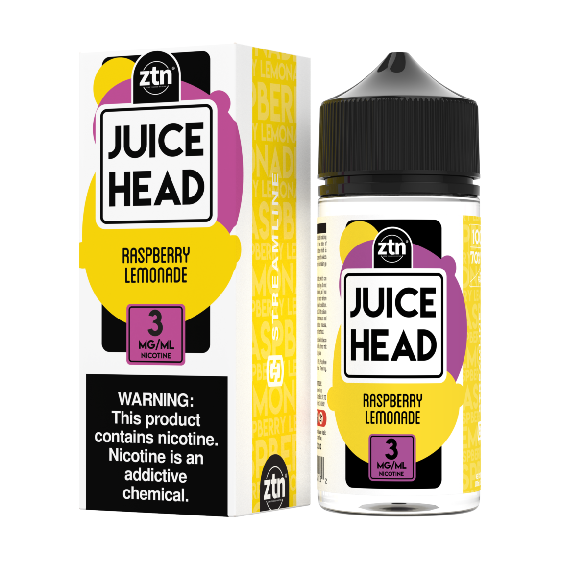 Juice Head Series E-Liquid | 100mL | 3mg | (Freebase) | Raspberry Lemonade with Packaging