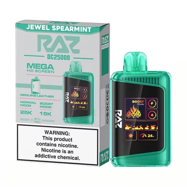 RAZ DC25000 Disposable | 25000 Puffs | 16mL | 50mg | MOQ 5 | Jewel Spearmint with Packaging