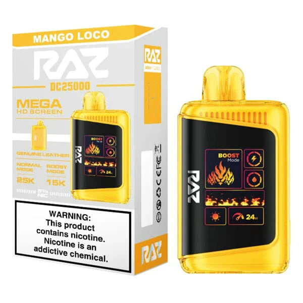 RAZ DC25000 Disposable | 25000 Puffs | 16mL | 50mg | MOQ 5 | Mango Loco with Packaging