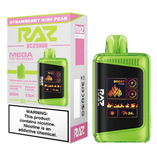 RAZ DC25000 Disposable | 25000 Puffs | 16mL | 50mg | MOQ 5 | Strawberry Kiwi Pear with Packaging