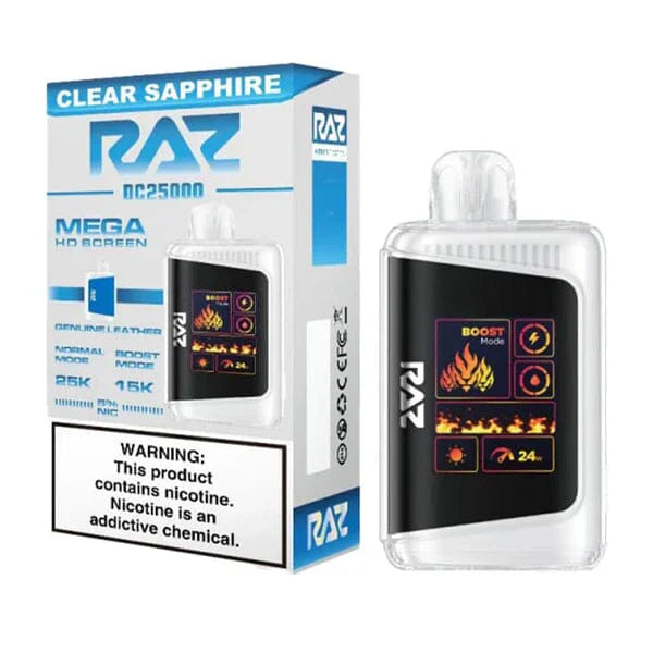 RAZ DC25000 Disposable | 25000 Puffs | 16mL | 50mg | MOQ 5 | Clear Sapphire with Packaging