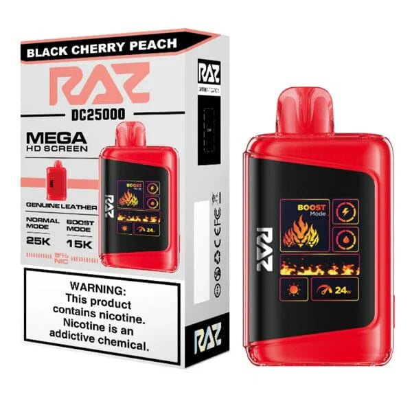 RAZ DC25000 Disposable | 25000 Puffs | 16mL | 50mg | MOQ 5 | Black Cherry Peach with Packaging