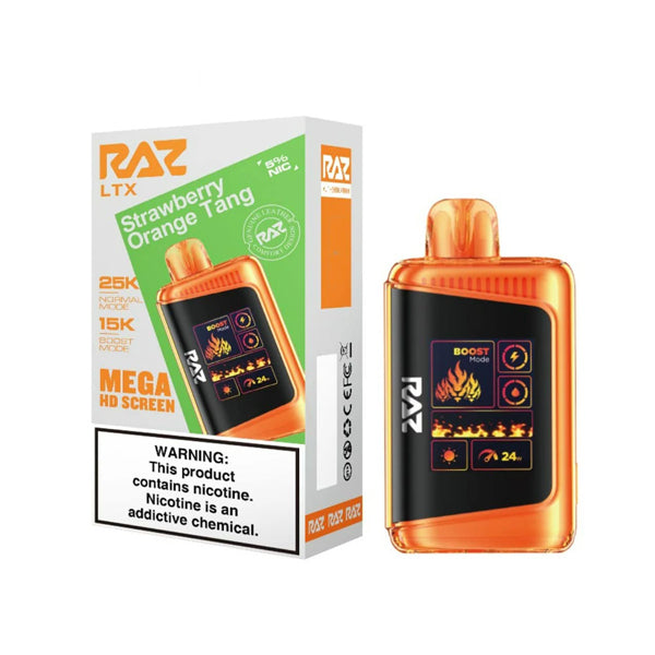 RAZ LTX Disposable | 25000 Puffs | 16mL | 50mg | MOQ 5 | Strawberry Orange Tang with packaging