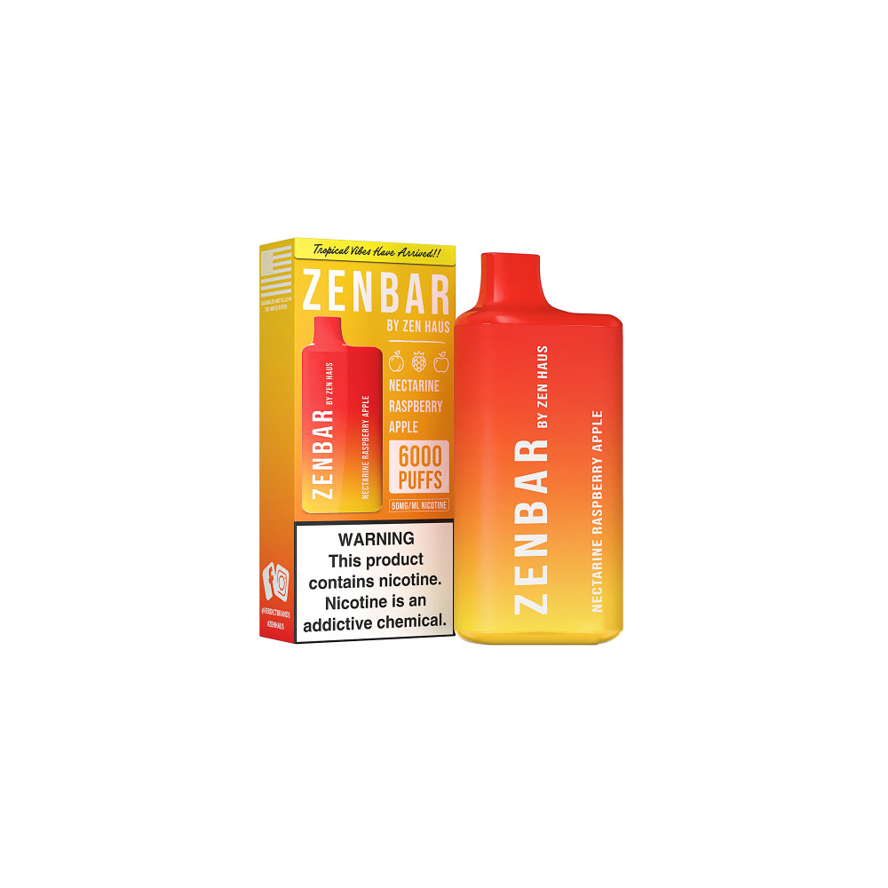 Zen Bar Disposable | 6000 Puffs | 13mL  | 50mg | MOQ 10 | Nectarine Raspberry Apple with Packaging