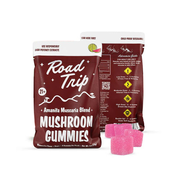 Road Trip Mushroom Gummies (28000mg 8ct Pouch) - Desert Stardust Mushroom Watermelon with Packaging