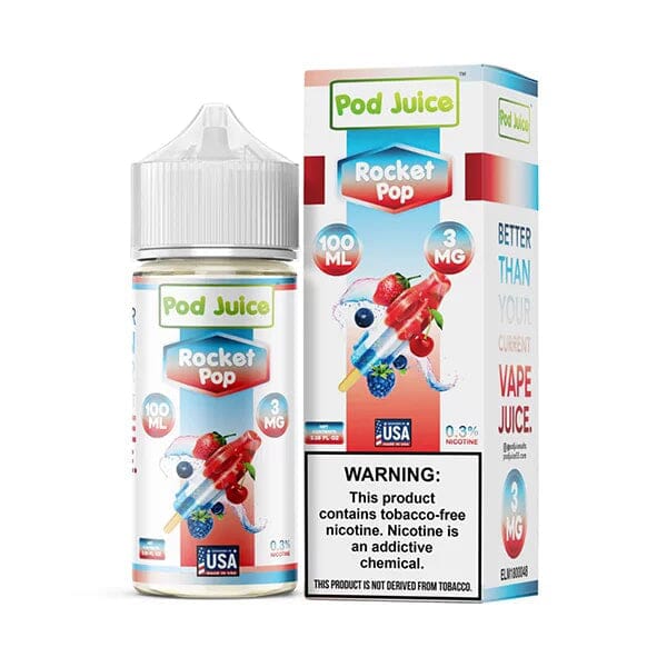 Pod Juice Series E-Liquid | 100mL | Freebase | 3mg | Rocket Pop with Packaging